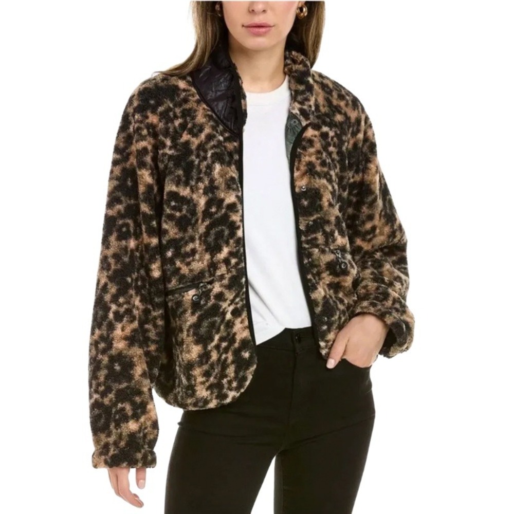 Johnny Was Calme Printed Fleece Jacket Leopard Size Small NWT